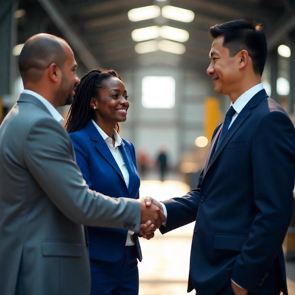 Interprète accompagnant un groupe lors d’une visite d’usine